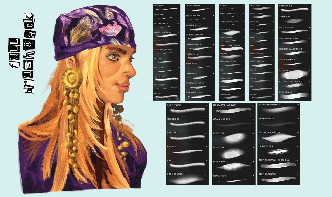 70+Procreateȫ�ܲ廭������ˢ