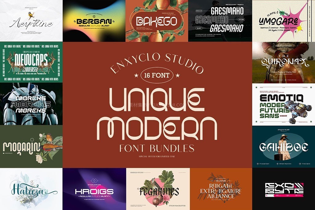 16款现代感英文海报标题字体合集