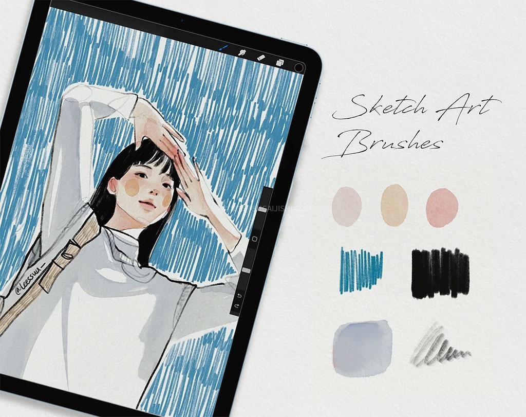Procreate韩系画风素描笔刷