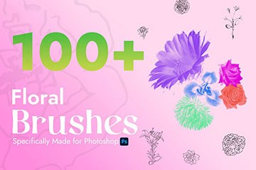 100+Photoshop花卉植物图章笔刷