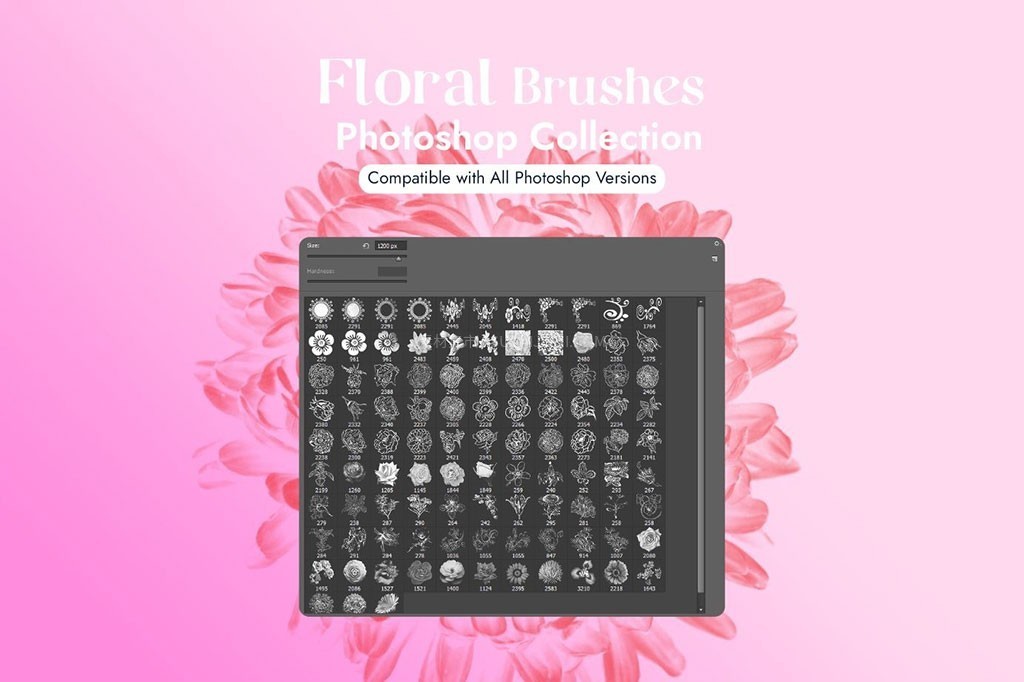 100+Photoshop花卉植物图章笔刷