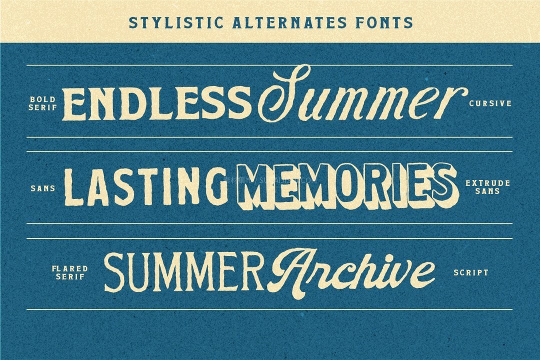 Summer Archive复古夏日典藏字体系列