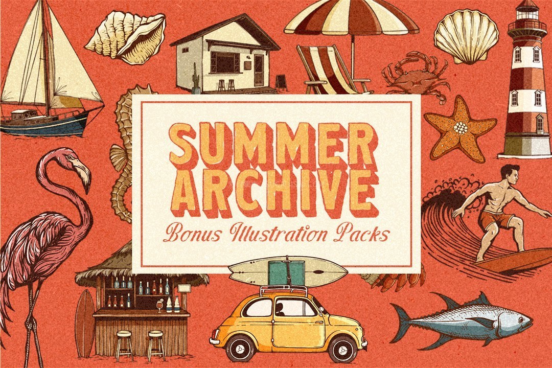 Summer Archive复古夏日典藏字体系列