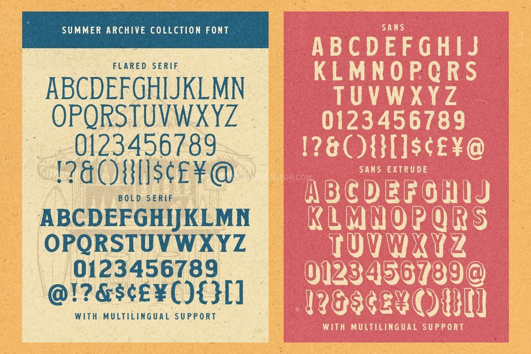 Summer Archive复古夏日典藏字体系列