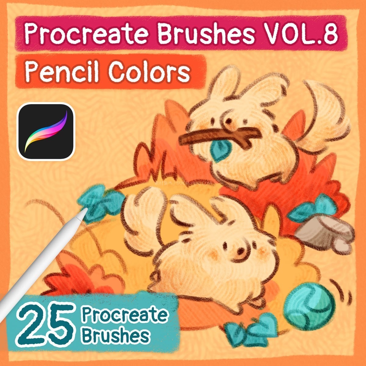 25支Procreate彩色铅笔上色笔刷