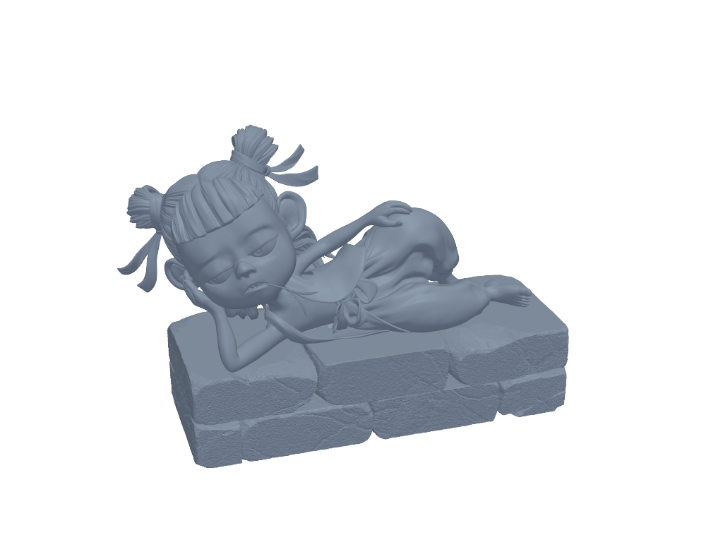 小哪吒躺着姿势模型_ 3D打印模型