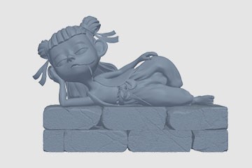 小哪吒躺着姿势模型1 3D打印模型