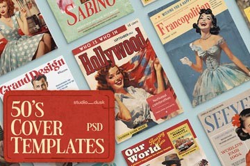50年代复古杂志封面PSD模板