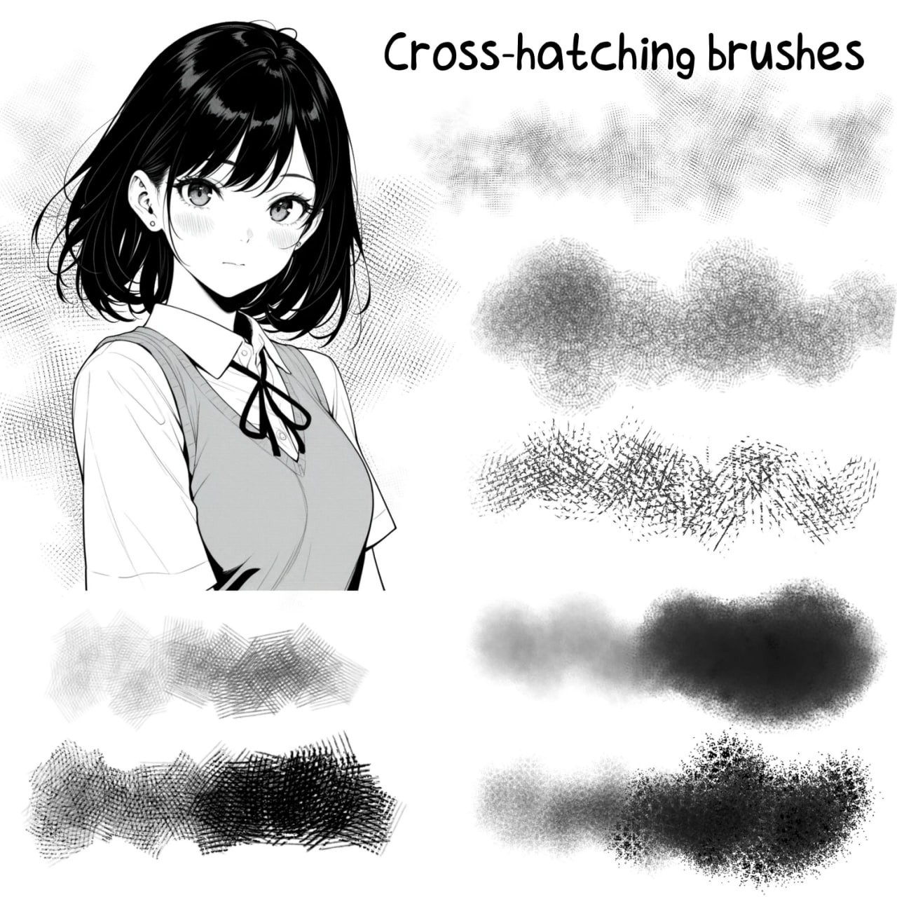 70+Procreate黑白漫画纹理线稿笔刷
