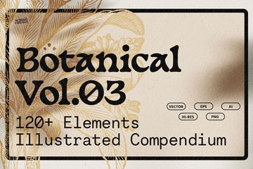 126幅复古植物铜版矢量插画 AI PNG格式