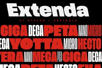 Extenda 超宽窄可变无衬线英文字体家族