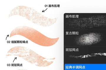 4支复古肌理网点Procreate笔刷