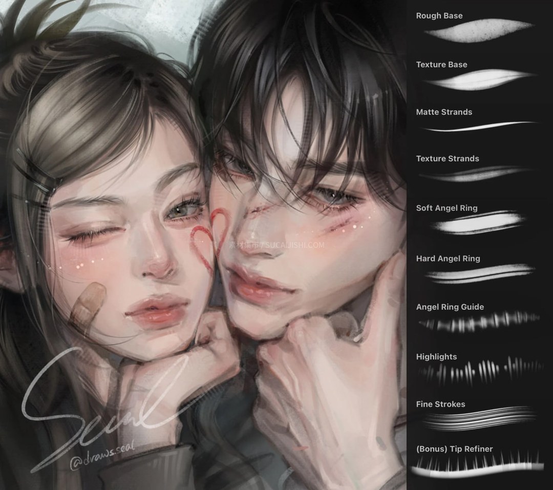 Procreate超真实发丝纹理笔刷