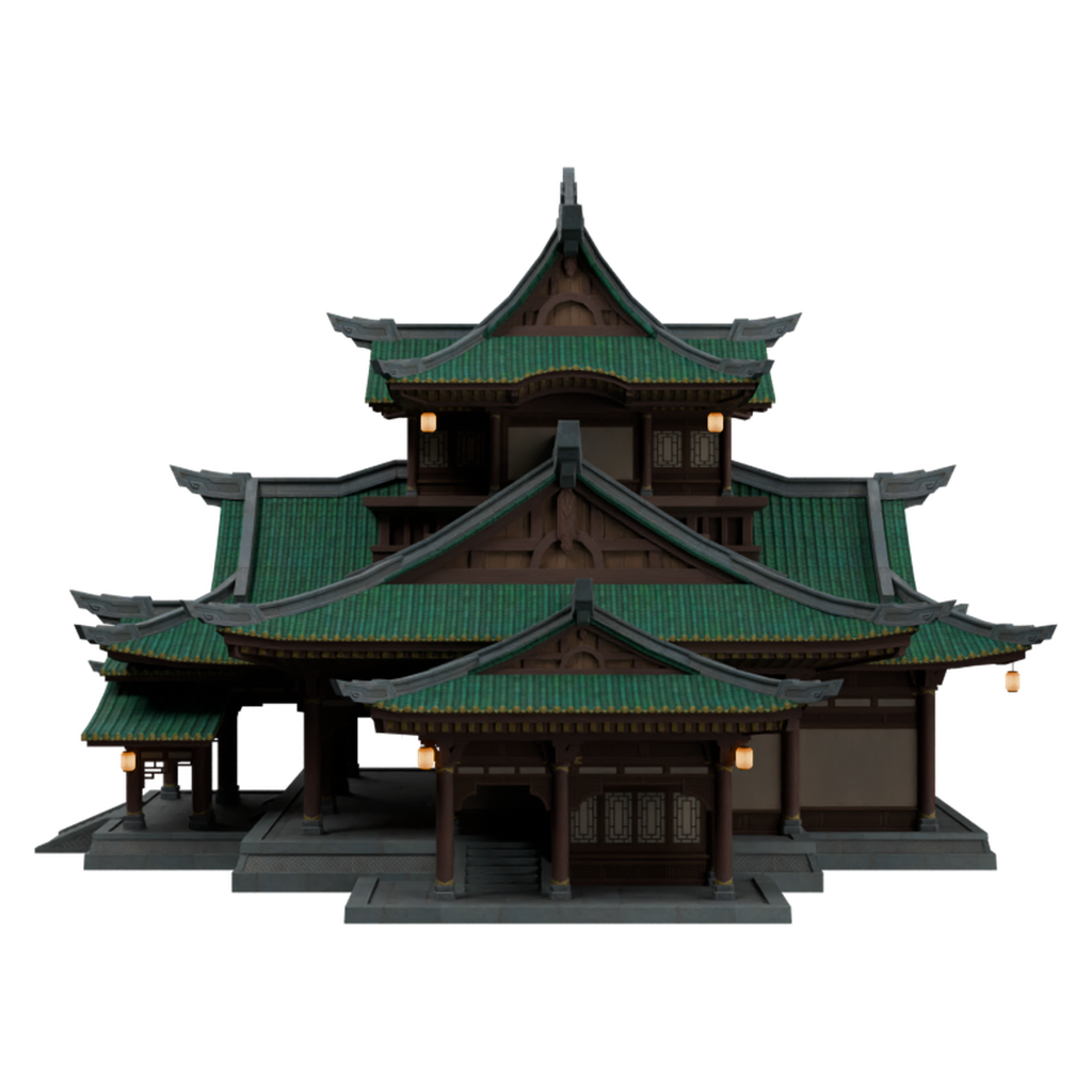 璃月式多檐宅邸 · 正立面 / 侧面平视