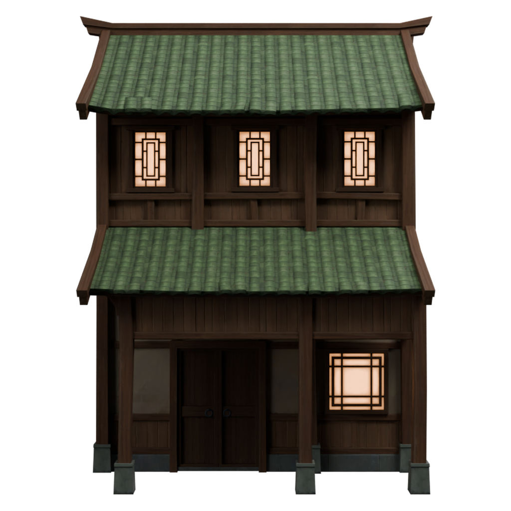 璃月式民居·和睦 · 正立面 / 侧面平视