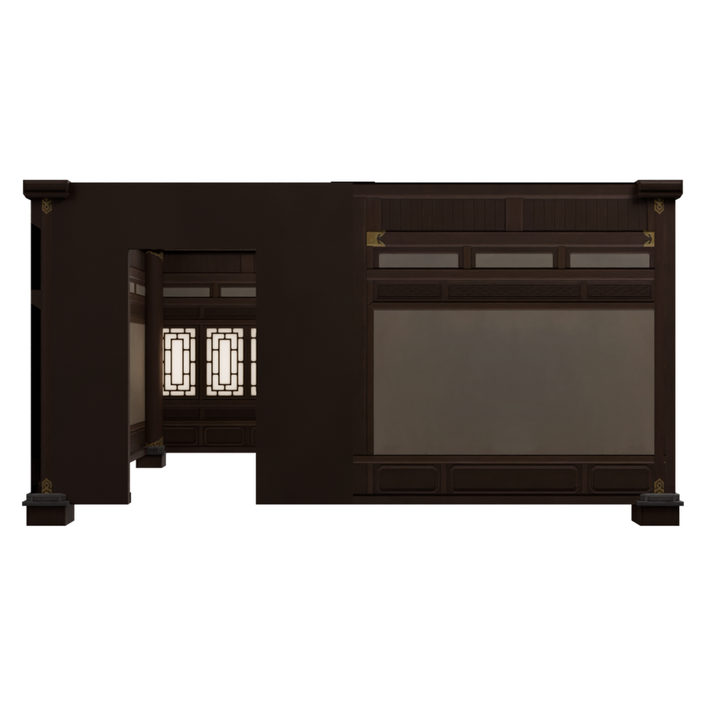 木框室内墙体 A · 正立面 / 侧面平视