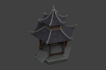 山谷双檐凉亭