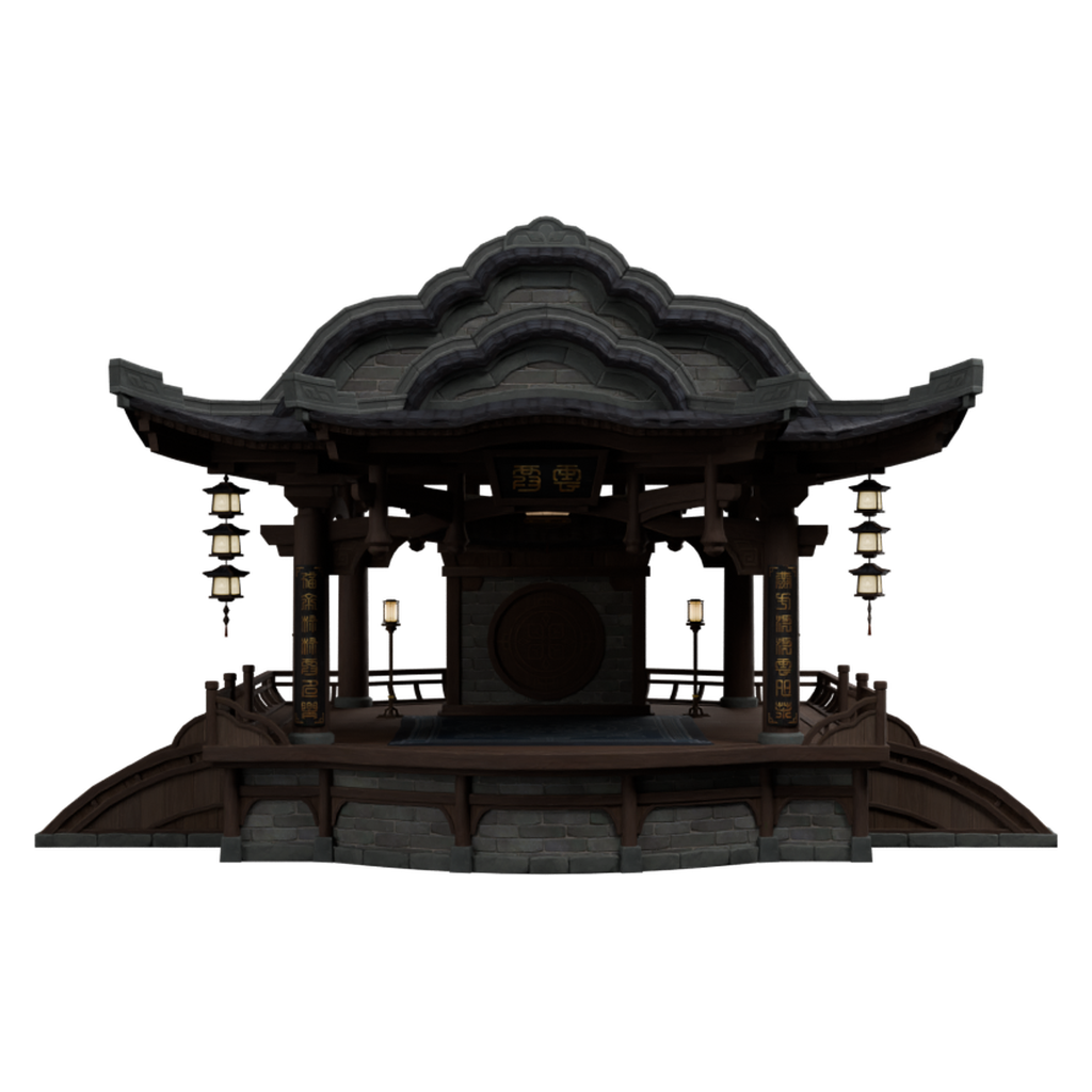 山谷木台戏亭 · 正立面 / 侧面平视