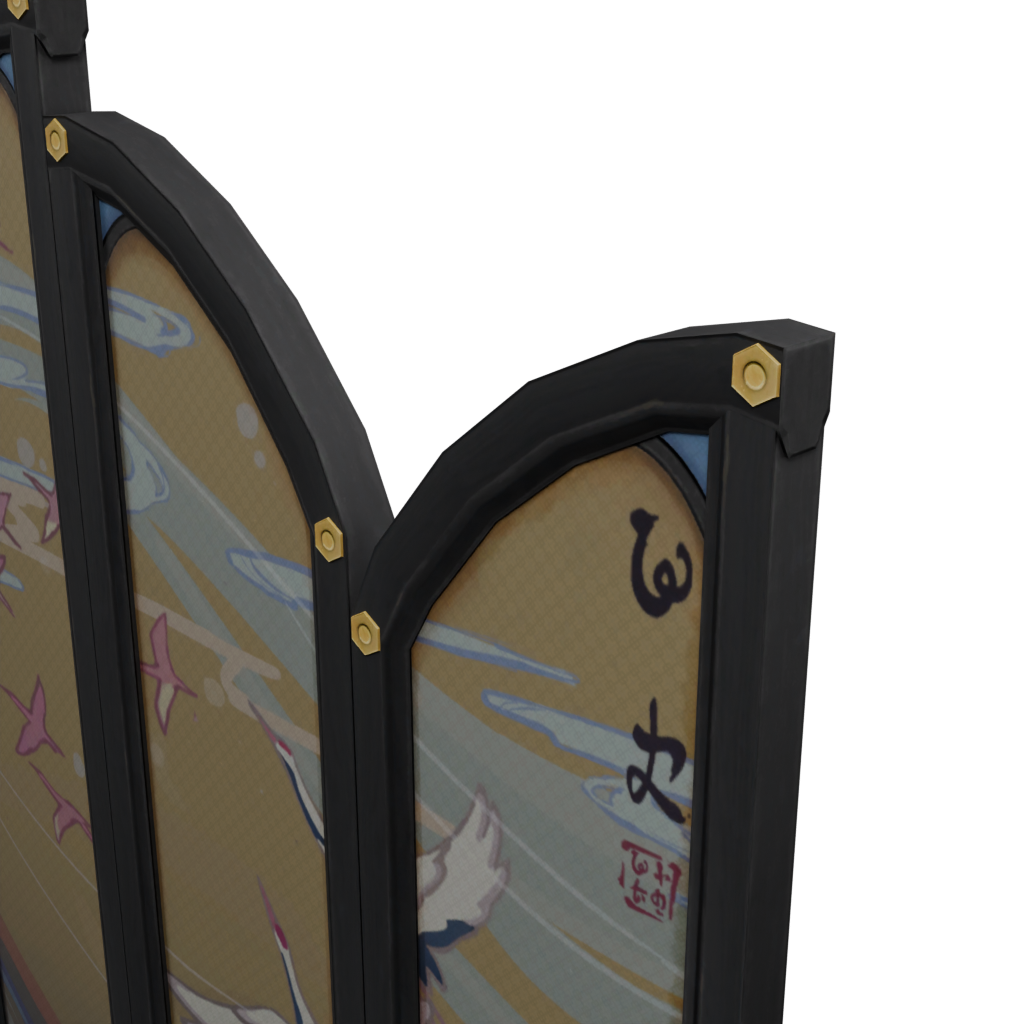 三扇弧顶屏风 · 局部特写