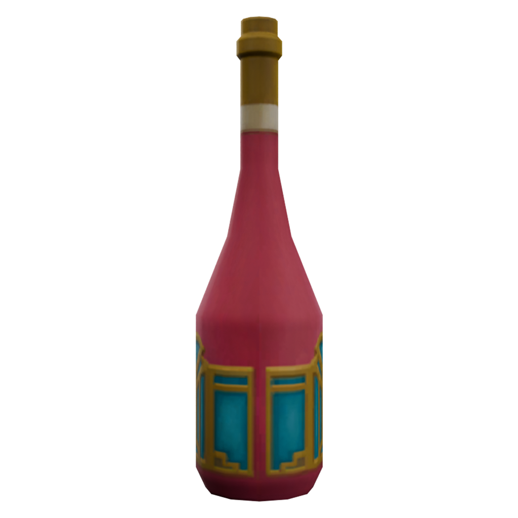 红色长颈酒瓶 · 正立面 / 侧面平视