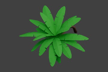 绿色弯干棕榈造型树木