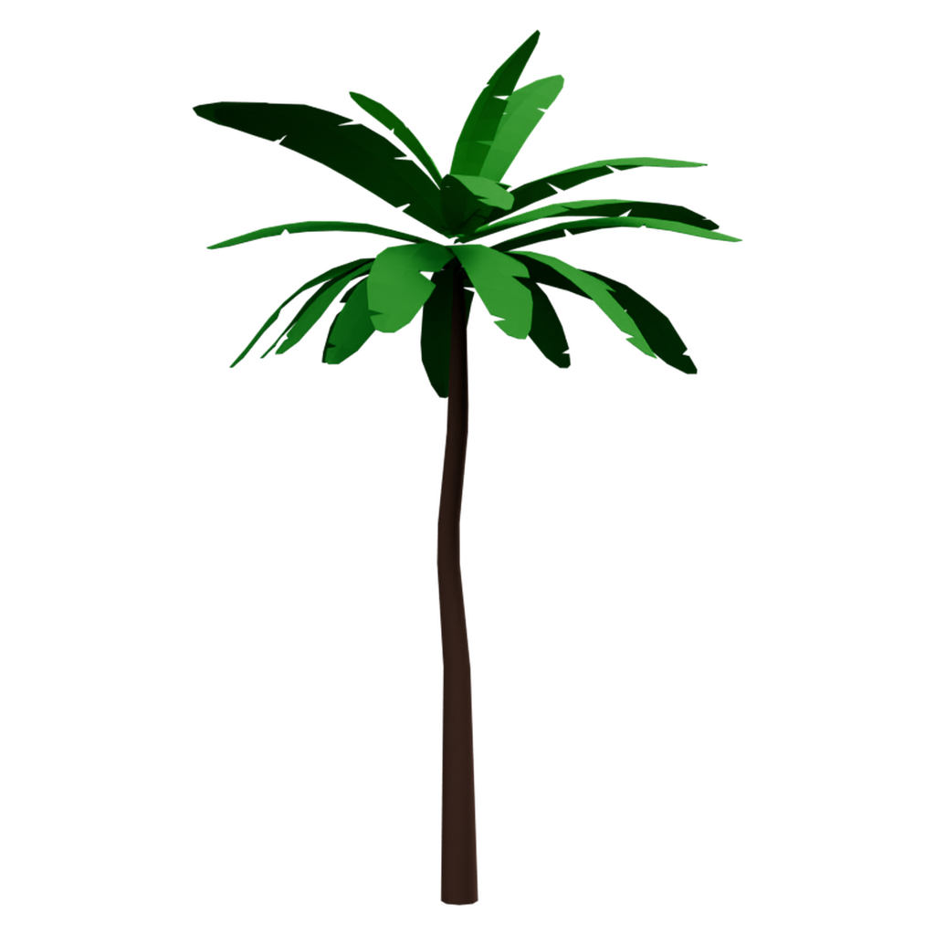 绿色高干棕榈造型树木 · 正立面 / 侧面平视