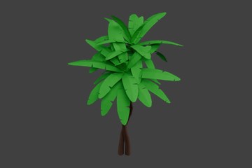 绿色双干棕榈造型树木