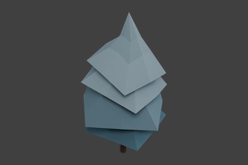 蓝灰色圆锥树冠树木02