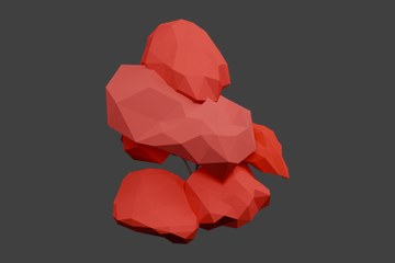 红色分层叶簇树木