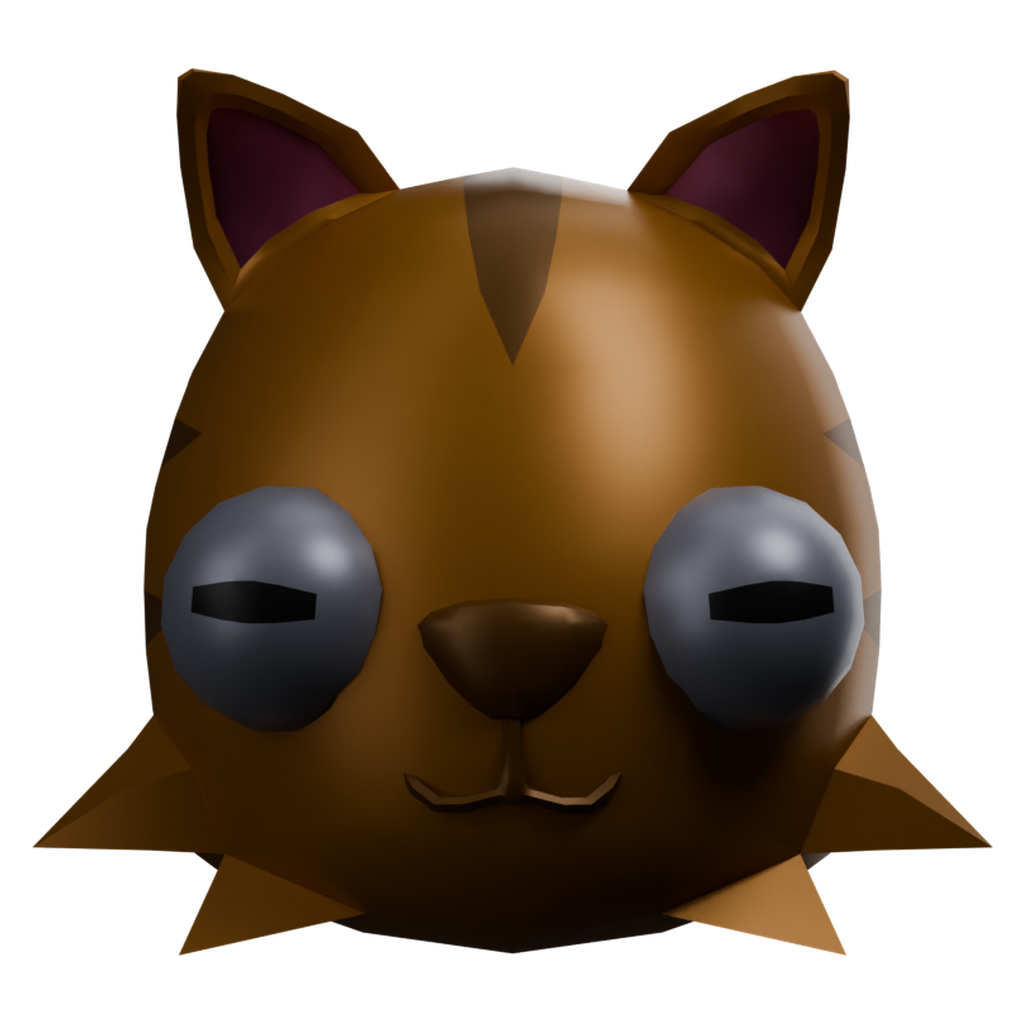 橙色条纹猫头 · 正立面 / 侧面平视