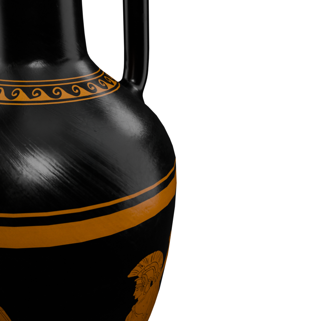 希腊风格人物纹长颈双耳陶瓶 · 局部特写
