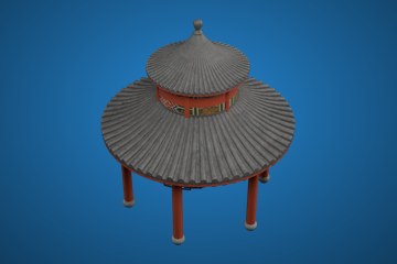 红柱双层瓦顶凉亭04
