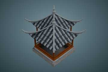 连体灰瓦凉亭05