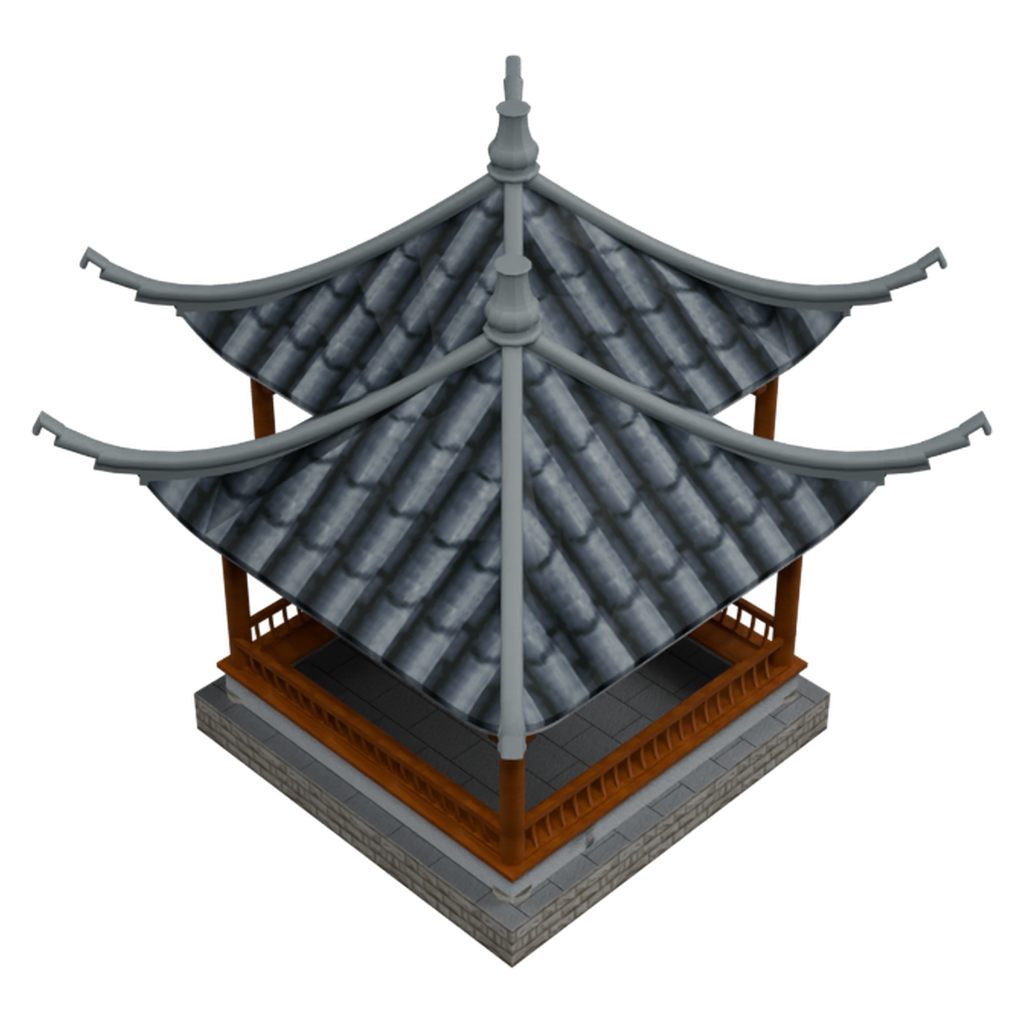 连体灰瓦凉亭05