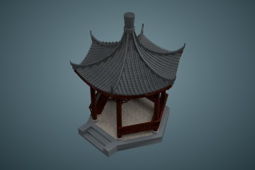 翘檐带阶凉亭07