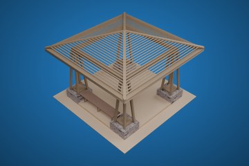 米色格栅顶凉亭08