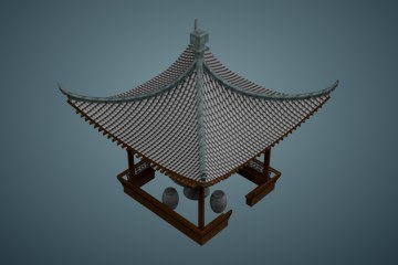 带桌凳方形凉亭09