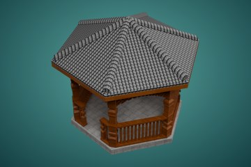 棕色方柱瓦顶凉亭11