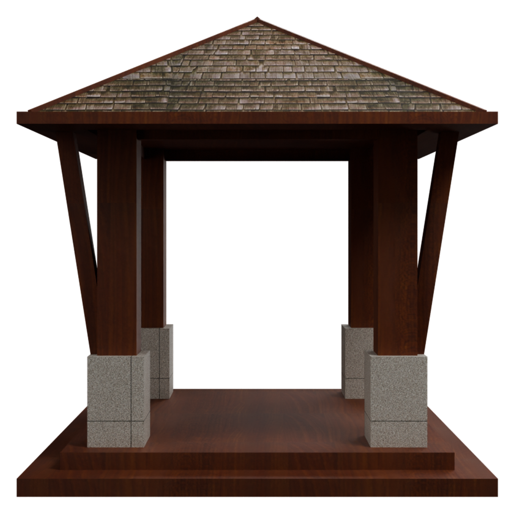 四柱方亭14 · 正立面 / 侧面平视
