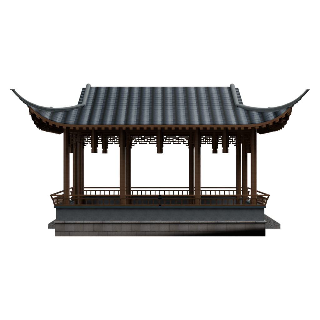 长方歇山亭15 · 正立面 / 侧面平视