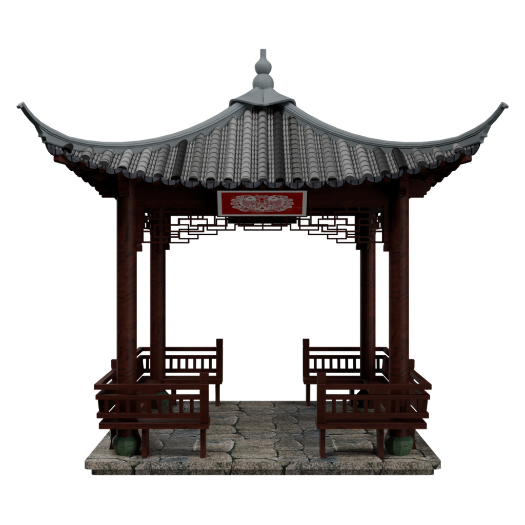 灰瓦攒尖方亭22 · 正立面 / 侧面平视