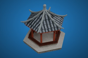 青瓦红柱六角亭23