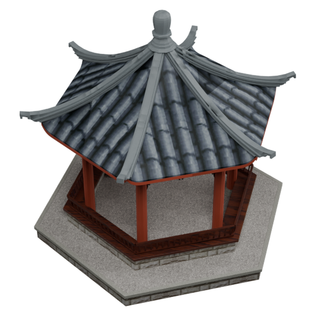 青瓦红柱六角亭23