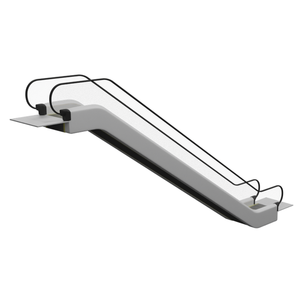 银灰色自动扶梯 · 微俯仰特征视角