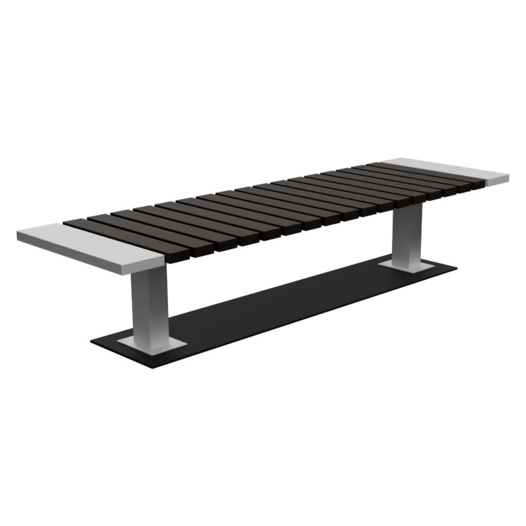 深色木条商场长椅 · 微俯仰特征视角