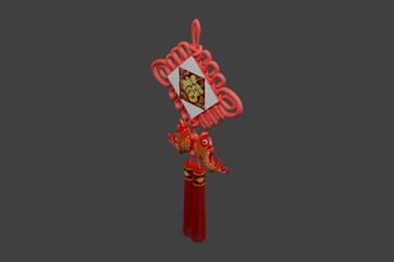红色盘长结流苏挂件