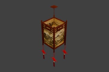 方形长身宫灯