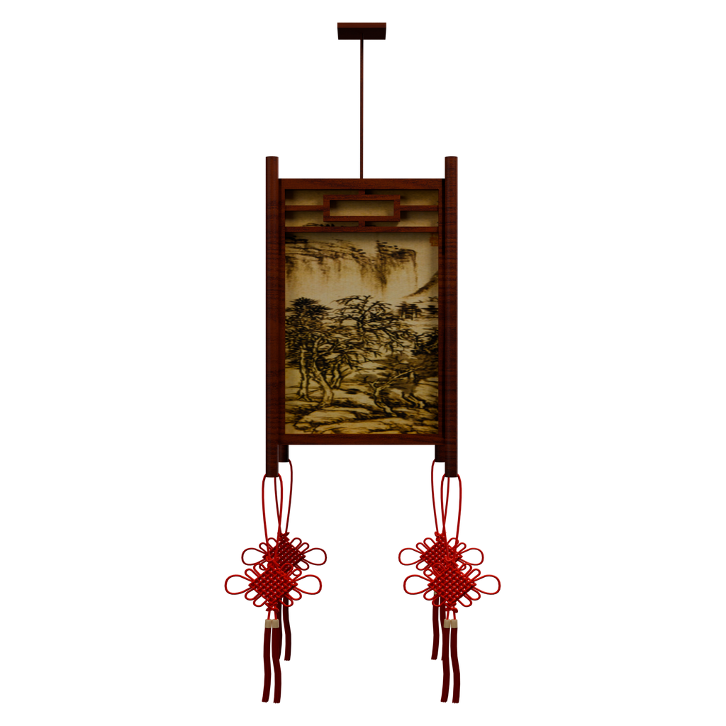 方形长身宫灯 · 正立面 / 侧面平视