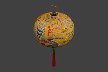 黄底龙纹球形灯笼