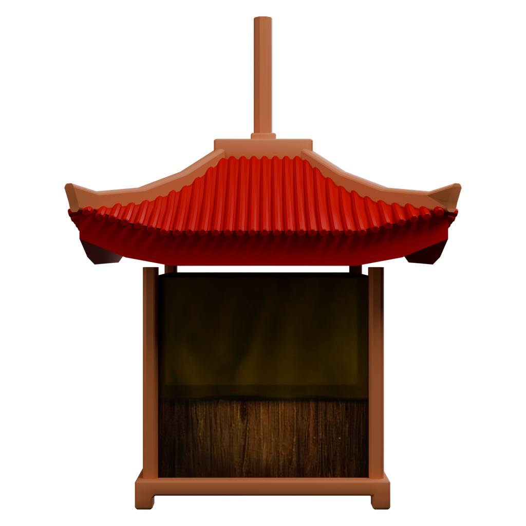 中式亭形节庆装饰 · 正立面 / 侧面平视